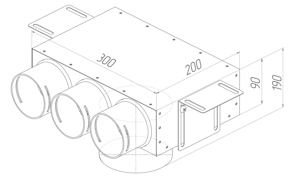 Provent VPS 125/75×3 пленум потолочный круглый на 3 выхода