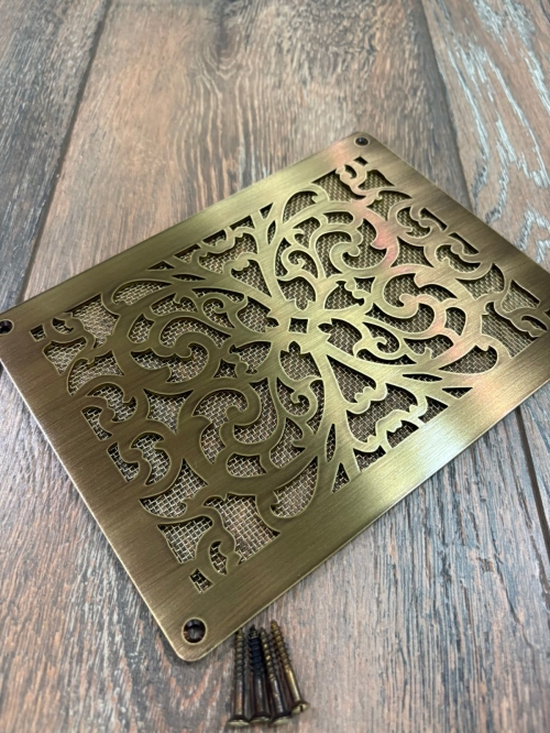 Латунная вентиляционная решётка с патиной ЛР354 200х150